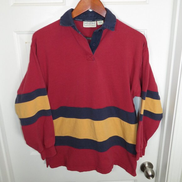 Arizona Jean Company Rugby Shirt Mens Sz Small Striped Contrast Collar Retro Y2K - Picture 1 of 4
